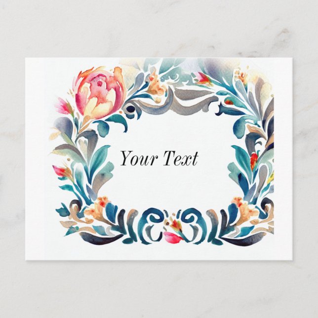 Pretty Floral Frame Invitation Postcard (Front)