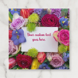 Pretty Floral Framed Roses Text Box Custom Favour Tags
