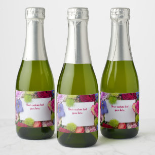 Pretty Floral Framed Roses Text Box Custom Sparkling Wine Label