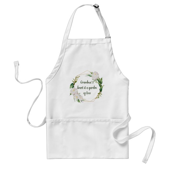 Pretty Floral Garden of Love Grandma Quote Standard Apron (Front)