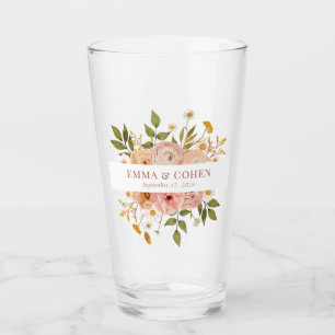 Pretty floral garden wedding favour glass