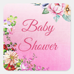 Pretty Floral Girl's Baby Shower Stickers