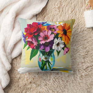 Pretty Floral Glass Vase Cushion