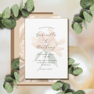 Pretty Floral Gold Modern Wedding Invitations