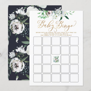 Pretty Floral Gouache Boho Baby Shower Bingo Game Invitation