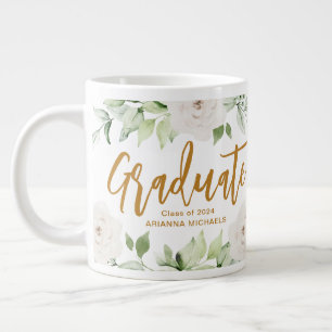 Pretty Floral Graduate Script 2024 Photo Large Coffee Mug