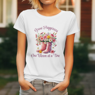 Pretty Floral Grow Happiness One Bloom at a Time T-Shirt