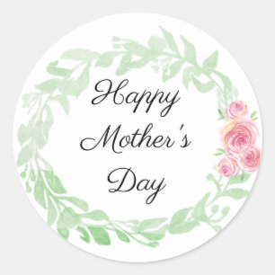 Pretty Floral Happy Mother's Day Classic Round Sticker