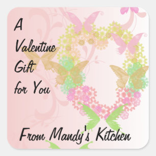 Pretty Floral Heart and Butterflies Sticker