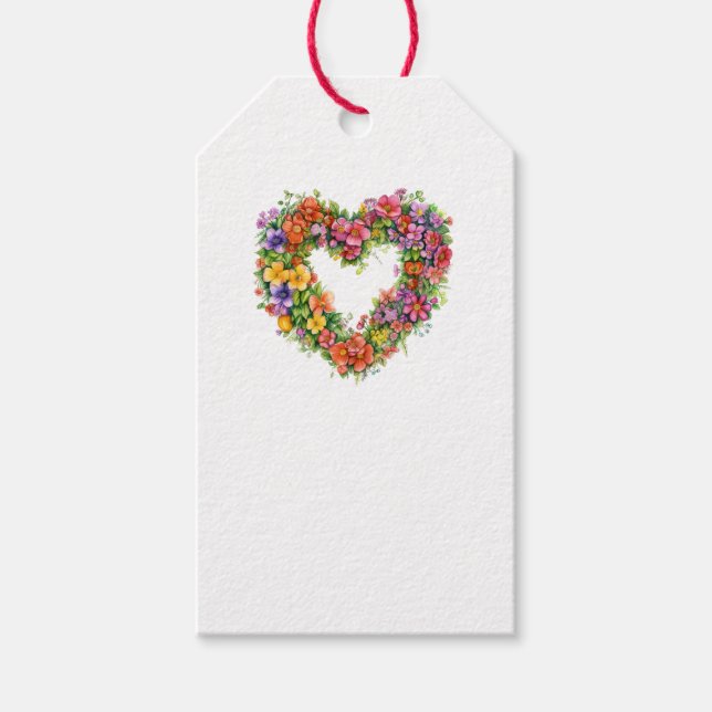 Pretty Floral Heart Tag (Front)
