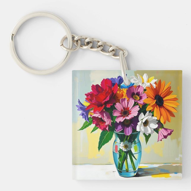 Pretty Floral Identifcation Key Ring (Front)
