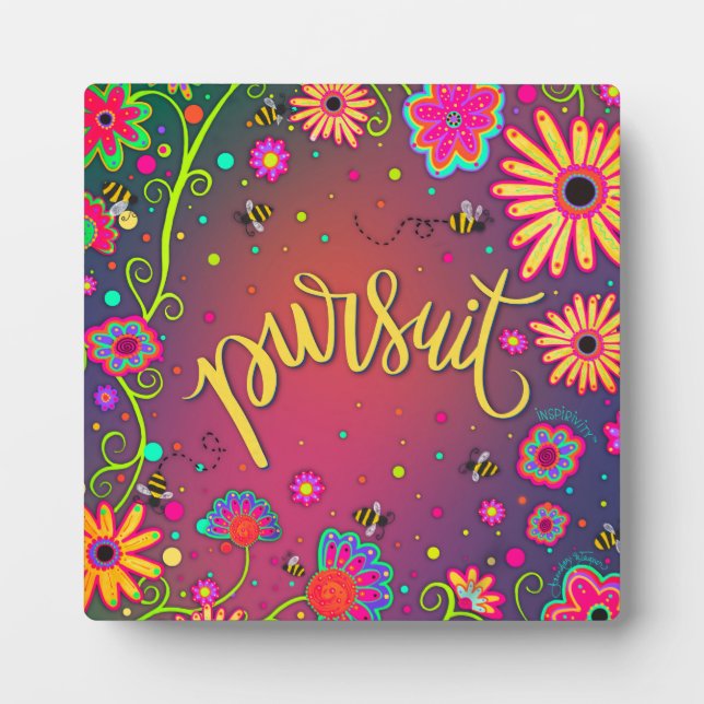 Pretty Floral Inspirational Pursuit Inspirivity Plaque (Front)