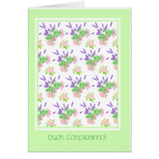 Pretty Floral Italian Language Greeting Birthday