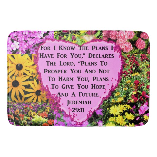 PRETTY FLORAL JEREMIAH 29:11 BIBLE BATH MAT (Front)