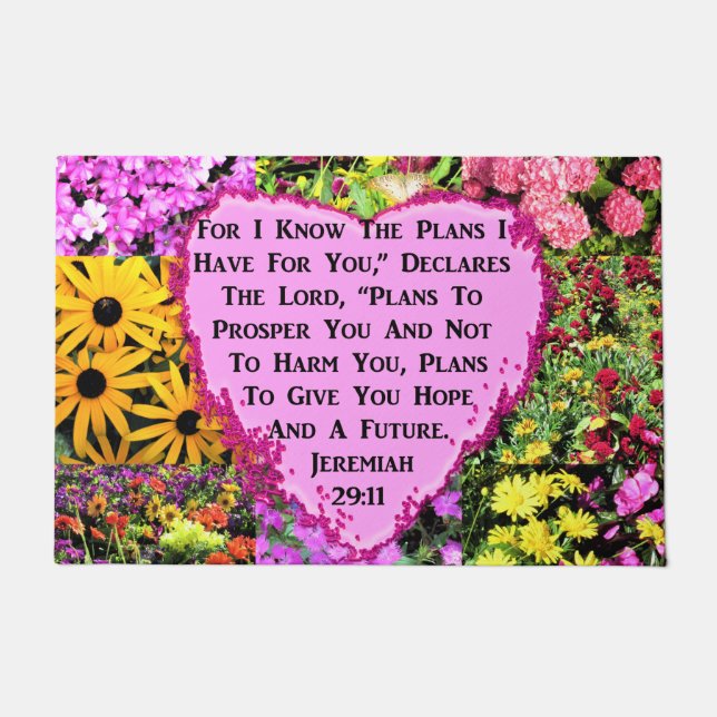 PRETTY FLORAL JEREMIAH 29:11 BIBLE DOORMAT (Front)