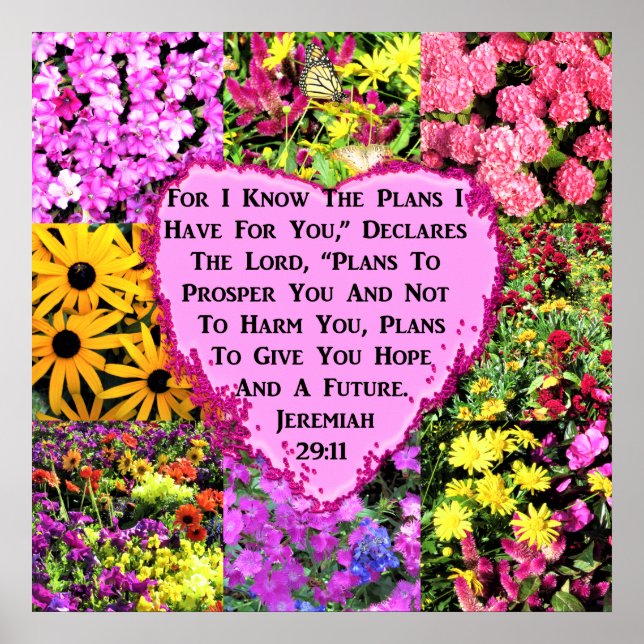PRETTY FLORAL JEREMIAH 29:11 BIBLE POSTER (Front)