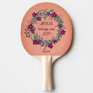 Pretty Floral JESUS BRINGS ME JOY Monogram Ping Pong Paddle