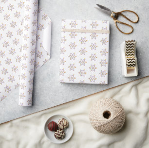 Pretty Floral Jewish Stars Wrapping Paper