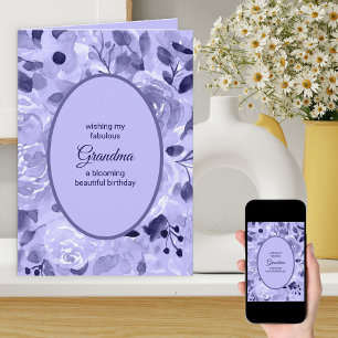Pretty Floral Lavender Personalised Birthday Card