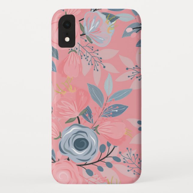 Pretty Floral Leaf Pattern Case-Mate iPhone Case (Back)