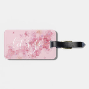 Pretty Floral Let's Go Quote luggage tag