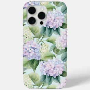 Pretty Floral Lilac Cream Hydrangea Flowers Tough iPhone 15 Pro Max Case