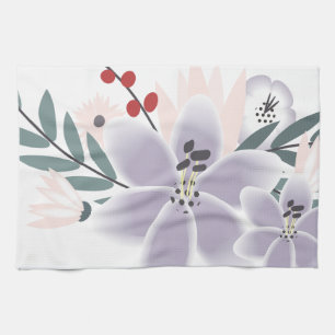 Pretty Floral Lilac Lilies  Tea Towel