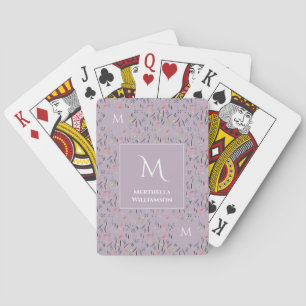 Pretty Floral LILAC Personalised Monogram Playing Cards