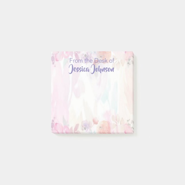 Pretty Floral Lined Post-it Notes (Front)