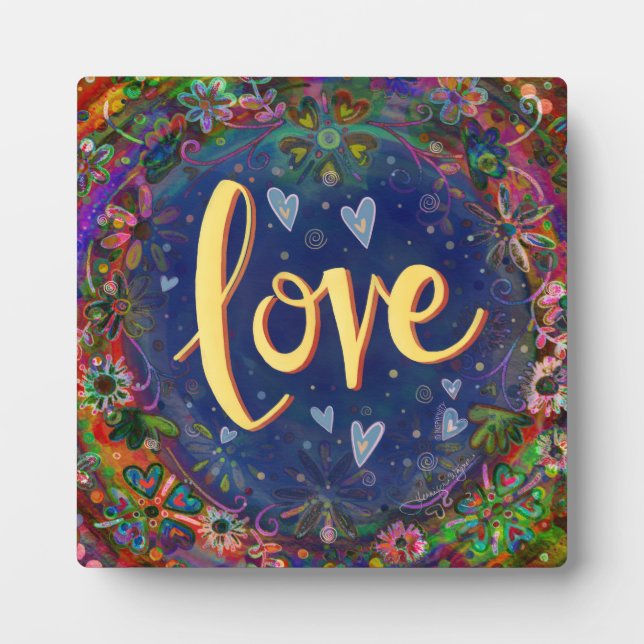Pretty Floral Love Inspirivity Hearts Easel Plaque (Front)