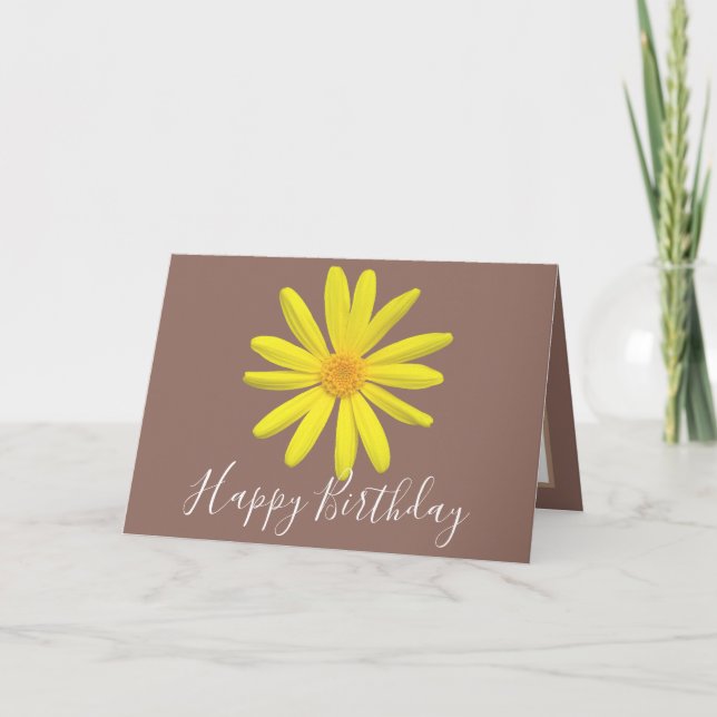 Pretty Floral Modern Daisy Flower Pink Birthday Card (Front)
