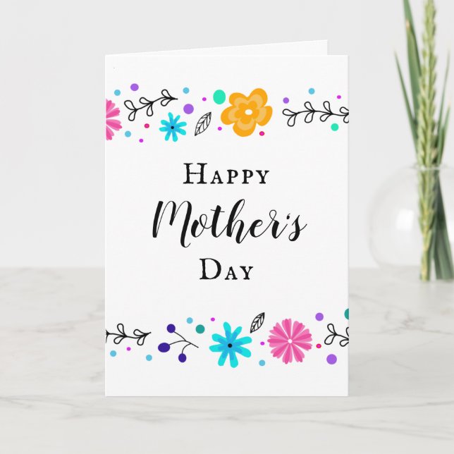 Pretty Floral Modern Mother's Mum's Day Card (Front)