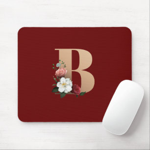 Pretty Floral Monogram B, Mouse Mat