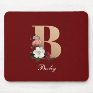 Pretty Floral Monogram B TEMPLATE Mouse Mat