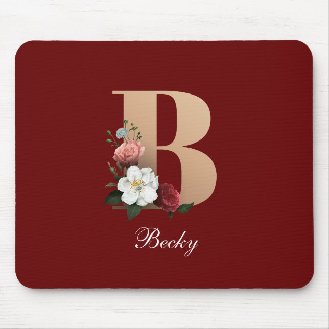Pretty Floral Monogram B TEMPLATE Mouse Mat (Front)