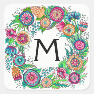 Pretty Floral Monogram Sticker