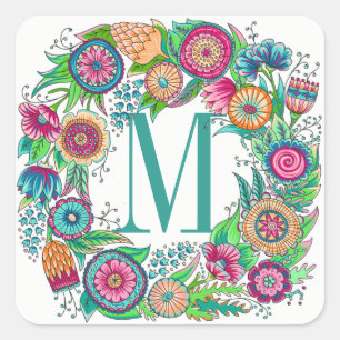 Pretty Floral Monogram Sticker