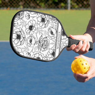 Pretty Floral Name Pickleball Paddle