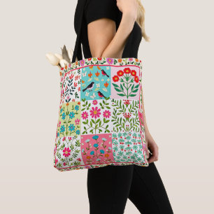 Pretty Floral Nature Patchwork Tote Bag. Bag
