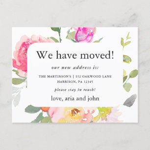 Pretty Floral New Address Moving Announcement Postcard