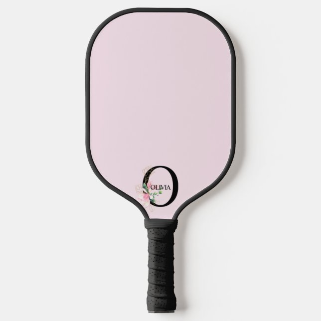 Pretty Floral O alphabet  Pickleball Paddle (Front)
