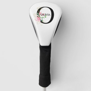 Pretty Floral O monogrammed alphabet Golf Head Cover