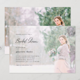 Pretty Floral Overlay Bridal Shower Photo Invitation