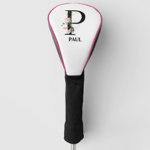 Pretty Floral P Initial Monogrammed Golf Head Cover