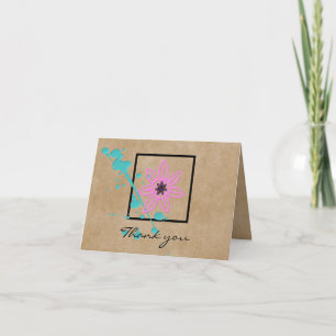 Pretty Floral Paint Splatter Thank You Card