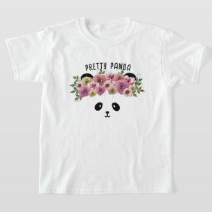 Pretty Floral Panda Bear Girl Cute Kids T-Shirt