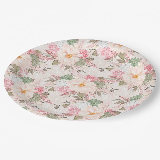 Pretty Floral Paper Plate (Angled)
