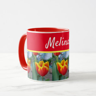 Pretty Floral Pastel Tulip Pink Bee Womans Mug