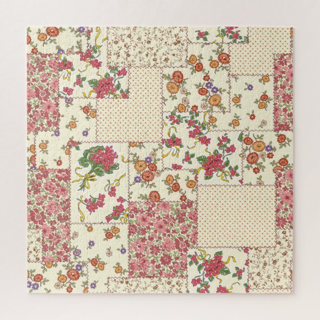Pretty Floral Patchwork Seamless Design Jigsaw Puzzle (Vertical)