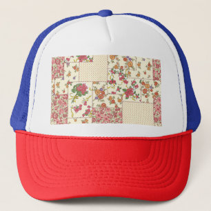 Pretty Floral Patchwork Seamless Design Trucker Hat
